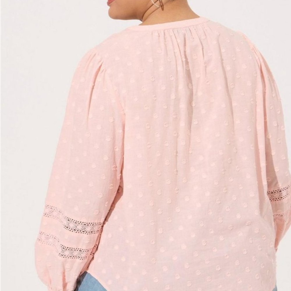 NWT Pink Cotton Dot Blouse Size 1X - Picture 2 of 2